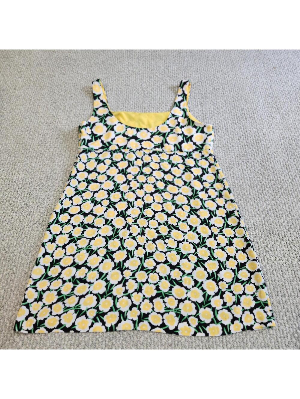 Diane Von Furstenberg Sleeveless Floral Summer Dress Yellow White Green Black 14 - Picture 5 of 8